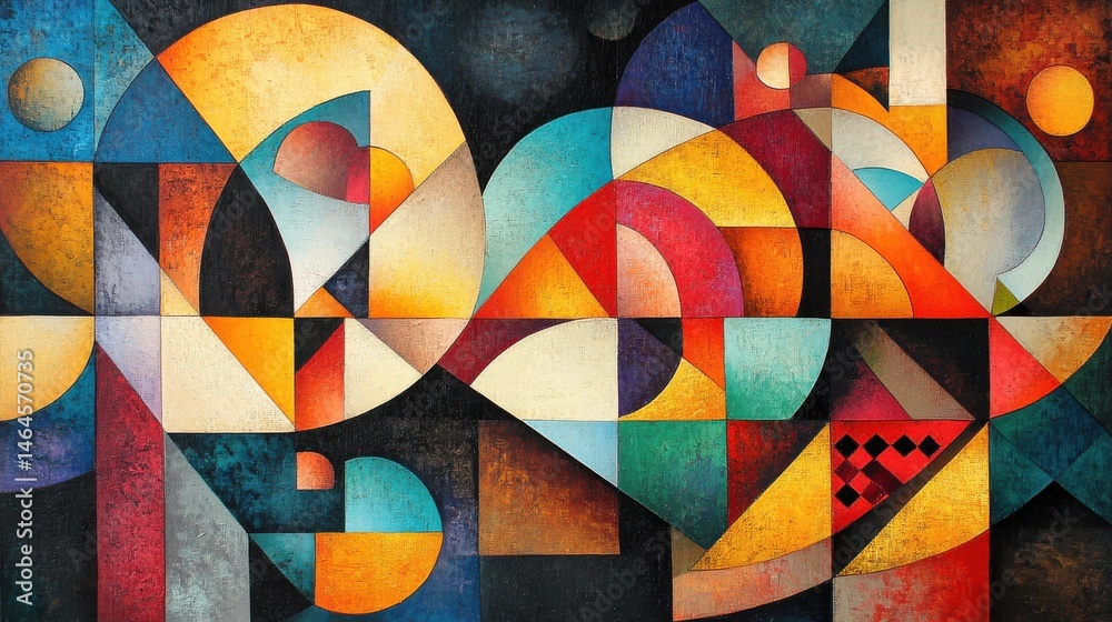 Fototapeta premium A harmonious Cubist composition with angular patterns and bright, energetic tones