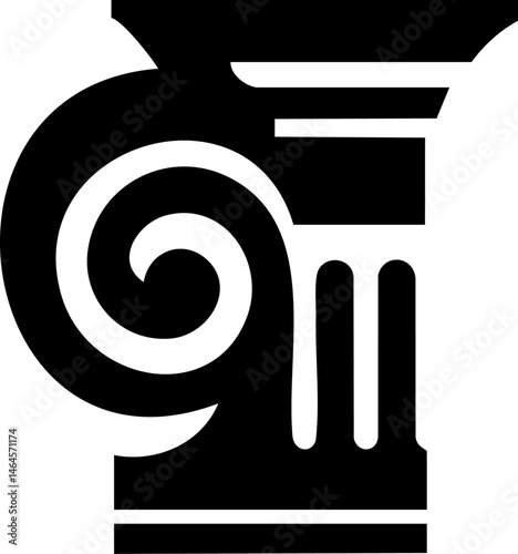  Ionic Column Capital: Black and White Architectural Detail