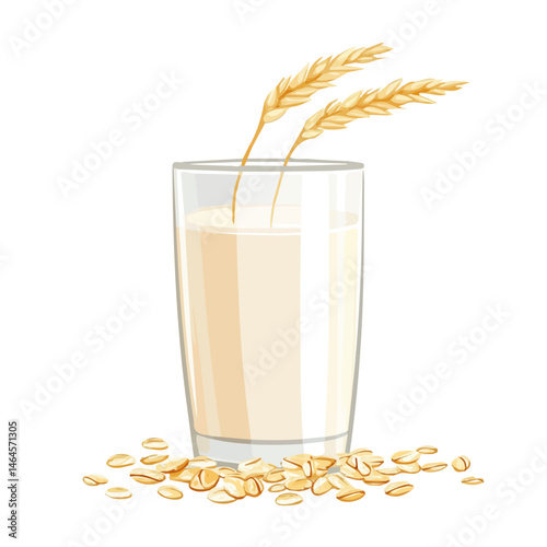 2D flat vector illustration of Oat Milk, isolated on a white background.