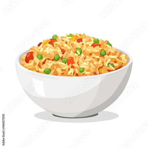 Fried Rice 2D flat vector illustration, isolated on a white background.
