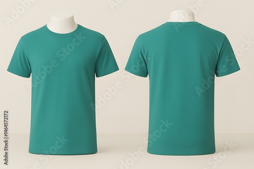 Jade Dome T-Shirt Design Mockup – Blank Front and Back Views of Simple, Minimalist Jade Dome Tee Template for Apparel Branding, Print Design, or Clothing Presentation. Jade Dome T-Shirt Template