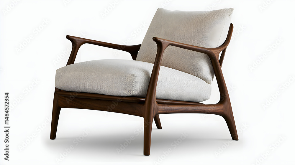 Fototapeta premium A Mid Century Modern Wooden Armchair with Soft Cushion 329f92ee 7c61 4c6f 8416 3f118ee3f151 3