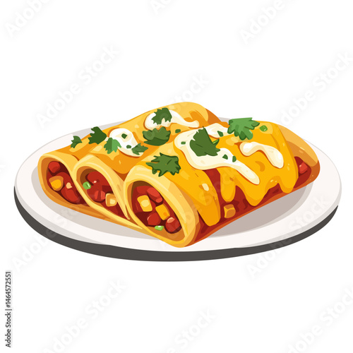 Enchilada 2D flat vector illustration, isolated on a white background.