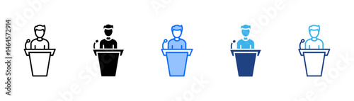 Public Speaking Icon Set With Multiple Style Collection 