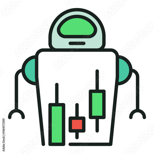 Cryptocurrency Robot Trader vector Stock Trading Bot colored icon or logo element