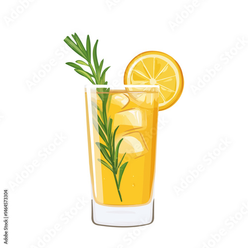 2D flat vector illustration of Juniper Soda, isolated on a white background.