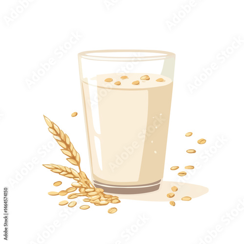 2D flat vector illustration of Oat Milk, isolated on a white background.