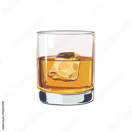 Whiskey Glass 2D flat vector illustration, isolated on a white background.