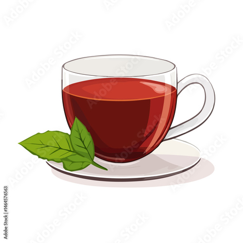 2D flat vector illustration of Black Tea, isolated on a white background.