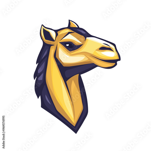 2D flat vector illustration of Camel Head, isolated on a white background.