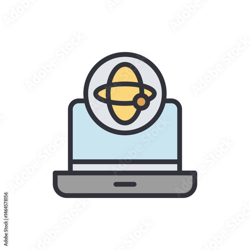 Laptop with Global Network Illustration Representing Connectivity and Reach