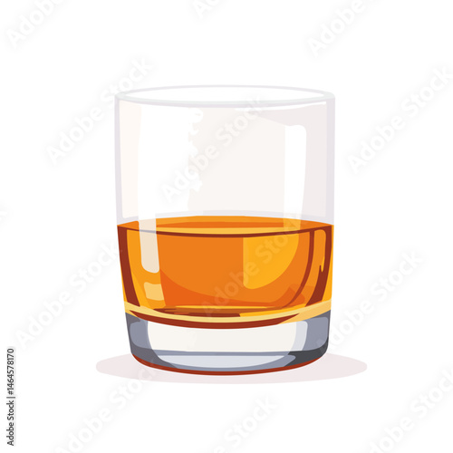 2D flat vector illustration of Whiskey Glass, isolated on a white background.