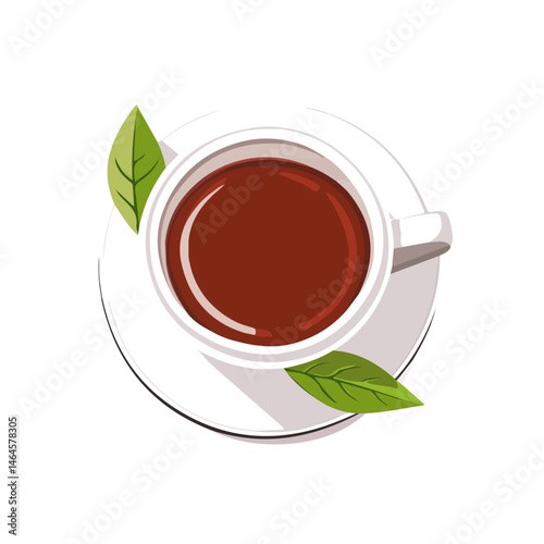 2D flat vector illustration of Black Tea, isolated on a white background.
