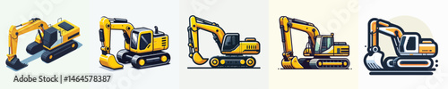 Excavator vector for construction
