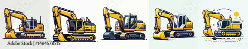 Excavator vector for construction