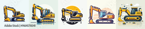 Excavator vector for construction