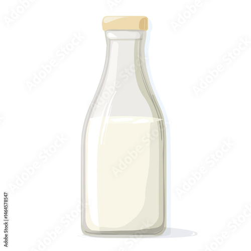 Kefir Bottle 2D flat vector illustration, isolated on a white background.
