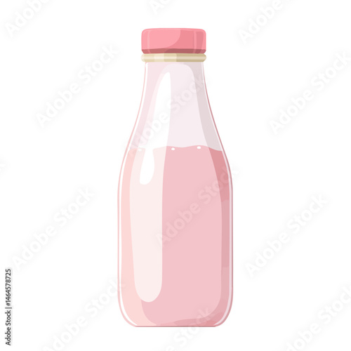 2D flat vector illustration of Kefir Bottle, isolated on a white background.