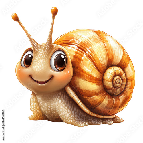 Cute cartoon snail illustration vector graphics clip art stock image on transparent background