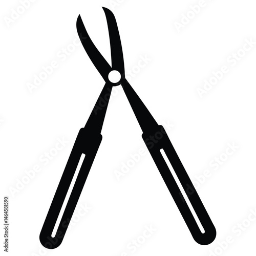 Black silhouette of open end cutting plier or nipper poses on white background