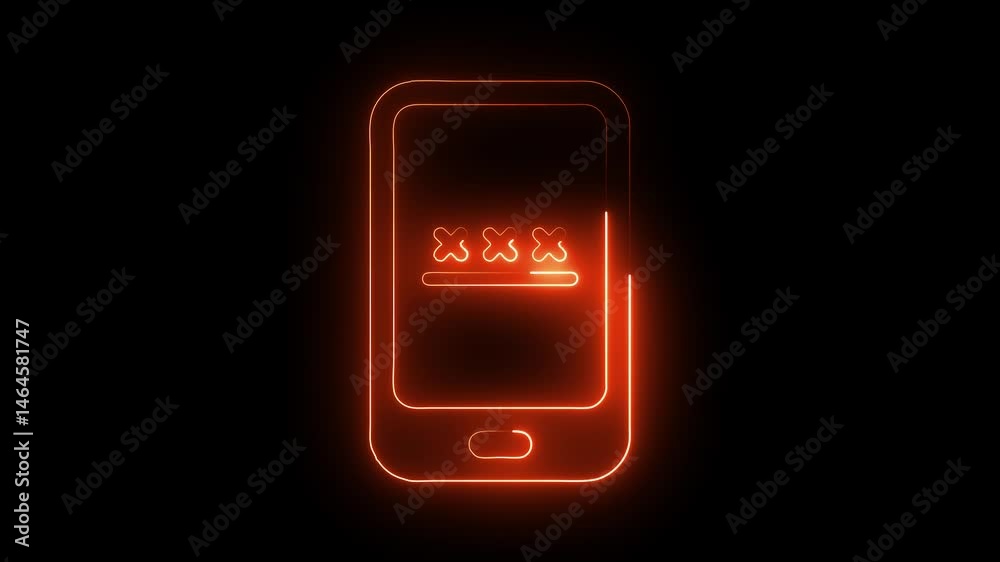 Glowing neon phone pincode icon isolated on black background. HD Video motion graphic animation