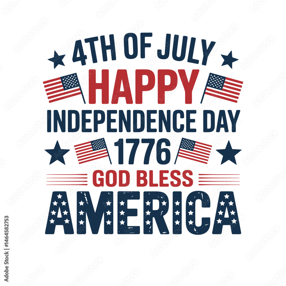 Naklejka premium Independence Day T-Shirt Design vector, 4th July America T-Shirt Design