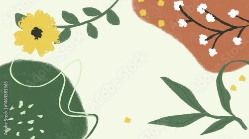 Hand-drawn vintage floral border frame background 