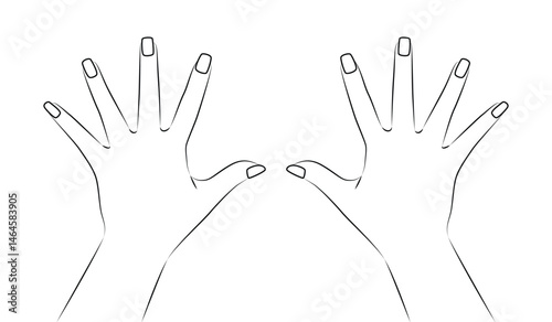 Open Hands - Outline Vector Illustration of Both Palms Raised.