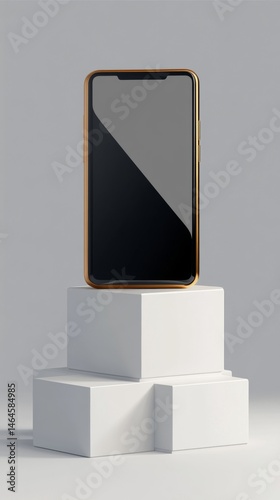 Modern Smartphone Mockup On White Cubes