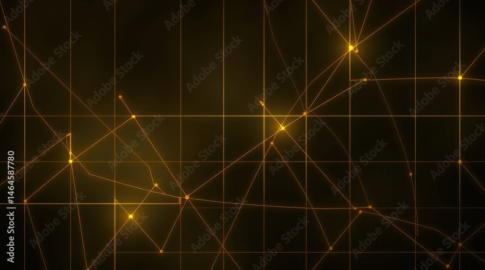 Obraz premium Mesmerizing golden lines weave through a dark grid, creating an intricate pattern of light and connection