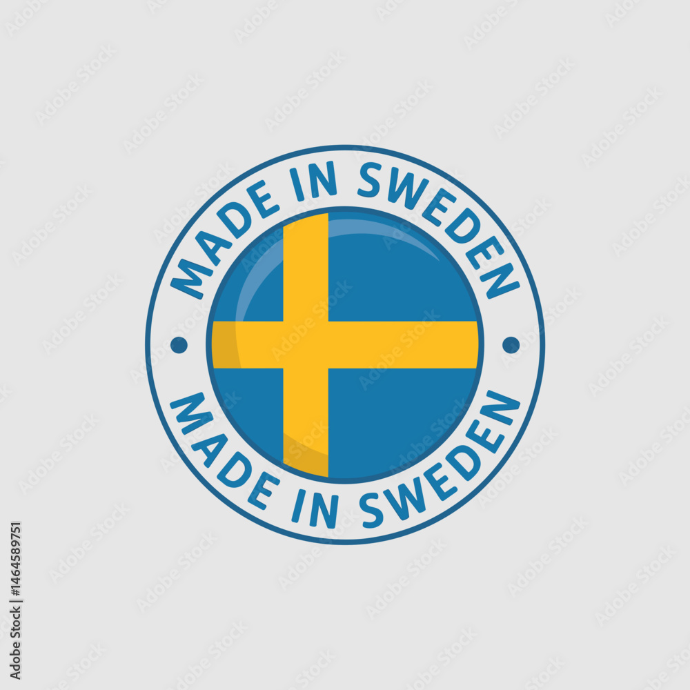 Obraz premium Made in Sweden Quality Certification Badge with Flag Icon