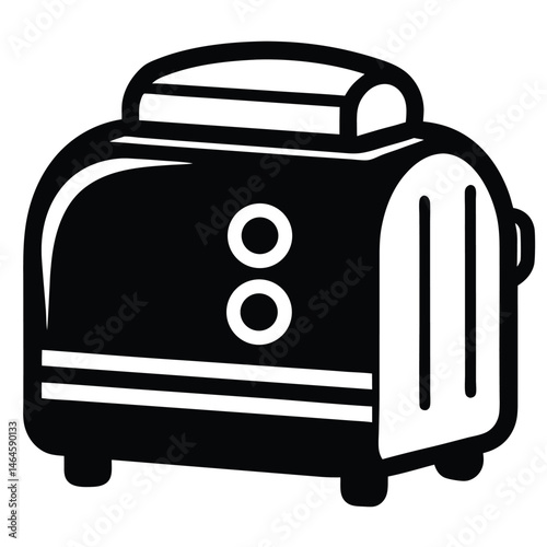 A monochrome drawing showcases a simple electric toaster sitting on a surface