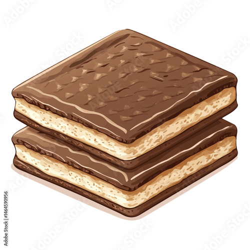Chocolate Wafer 2D flat vector illustration, isolated on a white background.