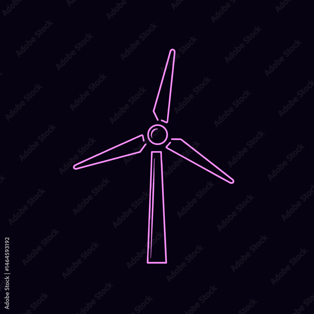 Vector image of purple wind turbine on black background. Vector image of purple wind turbine on black background.