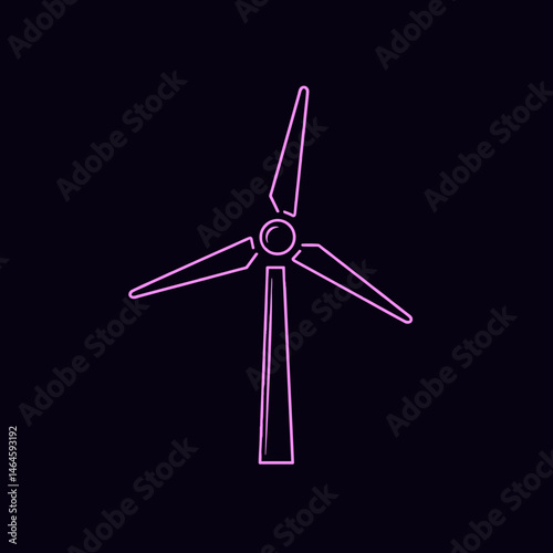 Vector image of purple wind turbine on black background.