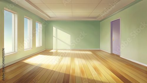 Wallpaper Mural Interior space with light wall and wooden floor in natural tone Torontodigital.ca