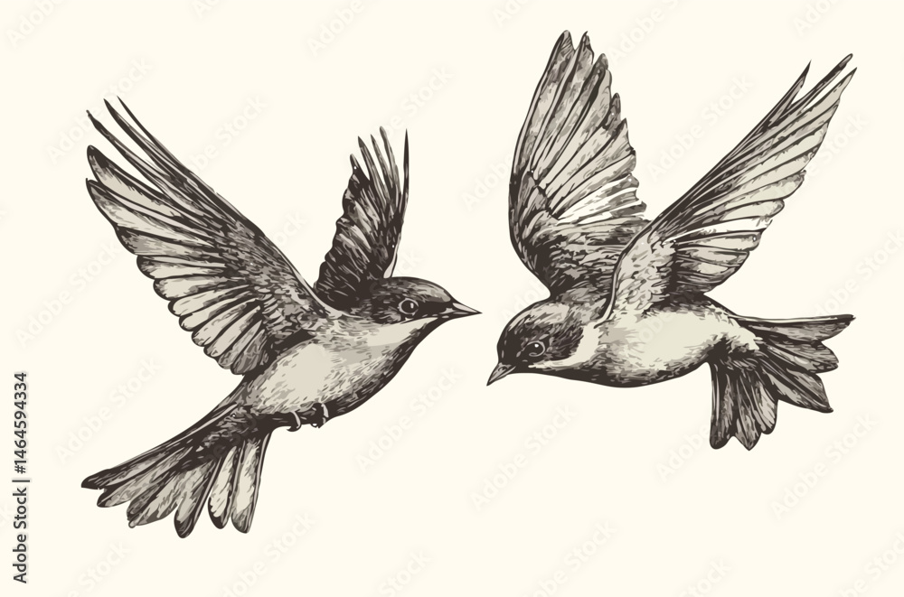 Fototapeta premium hand drawn birds vector art