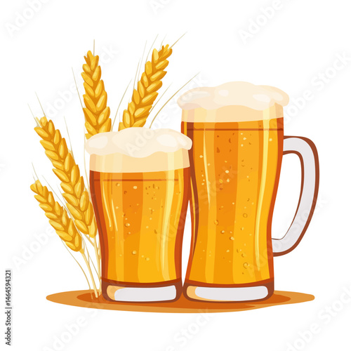 Wheat Beer 2D flat vector illustration, isolated on a white background.