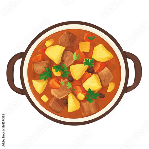 Goulash 2D flat vector illustration, isolated on a white background.