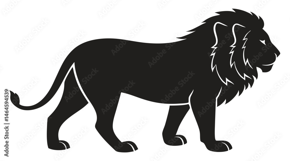 Obraz premium Lion Silhouette Walking – Majestic Wild Animal Vector Graphic