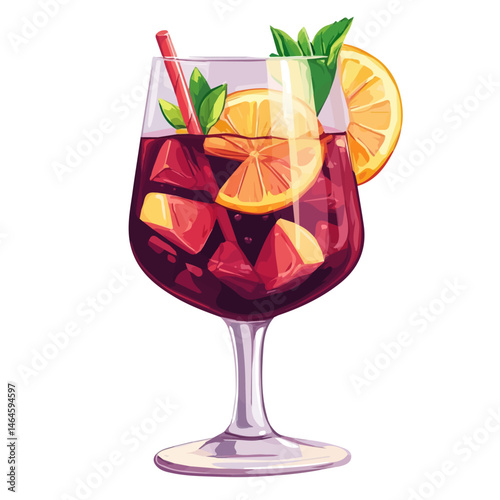 Sangria 2D flat vector illustration, isolated on a white background.