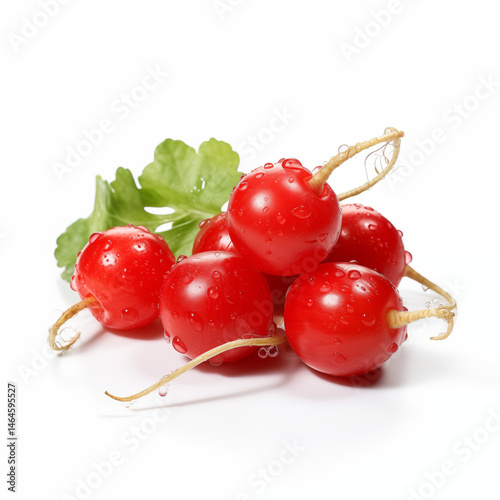 Fresh Red Radishes with Water Droplets and Parsley