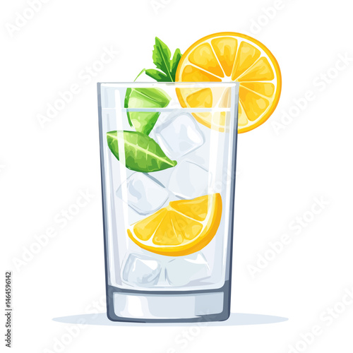 2D flat vector illustration of Tonic Water, isolated on a white background.