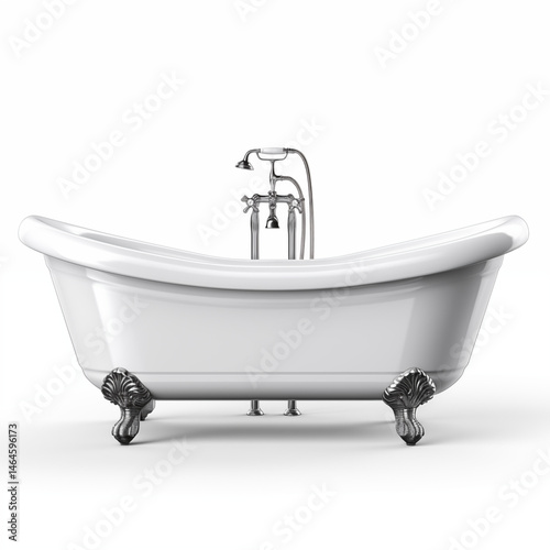 White Clawfoot Bathtub with Silver Faucet  Bathroom Interior Design