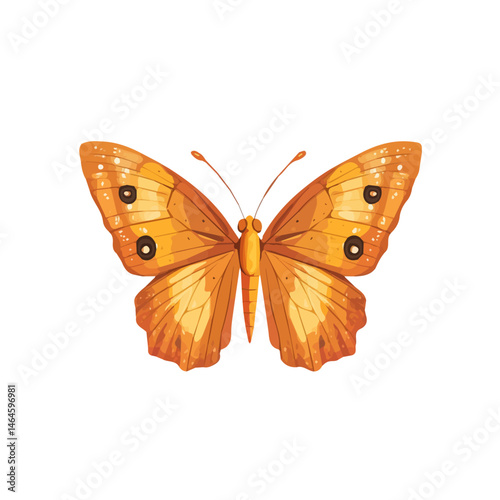 2D flat vector illustration of A Vibrant Orange Monarch Butterfly, isolated on a white background.