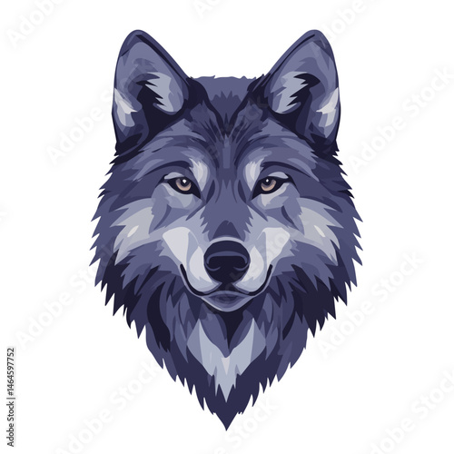 Wolf Head 2D flat vector illustration, isolated on a white background.