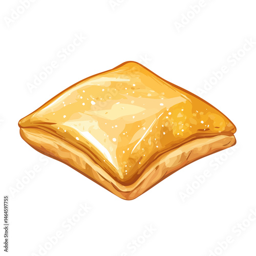 2D flat vector illustration of Puff Pastry, isolated on a white background.