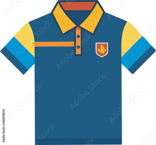 A detailed vector art illustration of a classic polo shirt, showcasing clean lines, stylish design, and vibrant colors for versatile use.