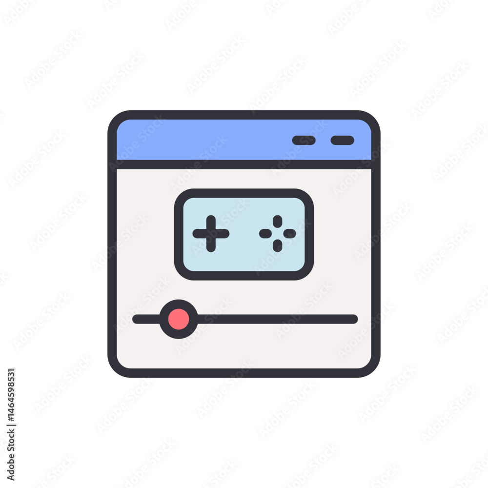 Vector illustration of a browser window displaying a game interface Vector illustration of a browser window displaying a game interface