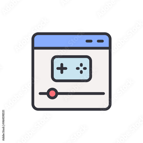 Vector illustration of a browser window displaying a game interface